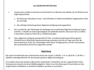 Allgemeinverfügung Landkreis Karlsruhe